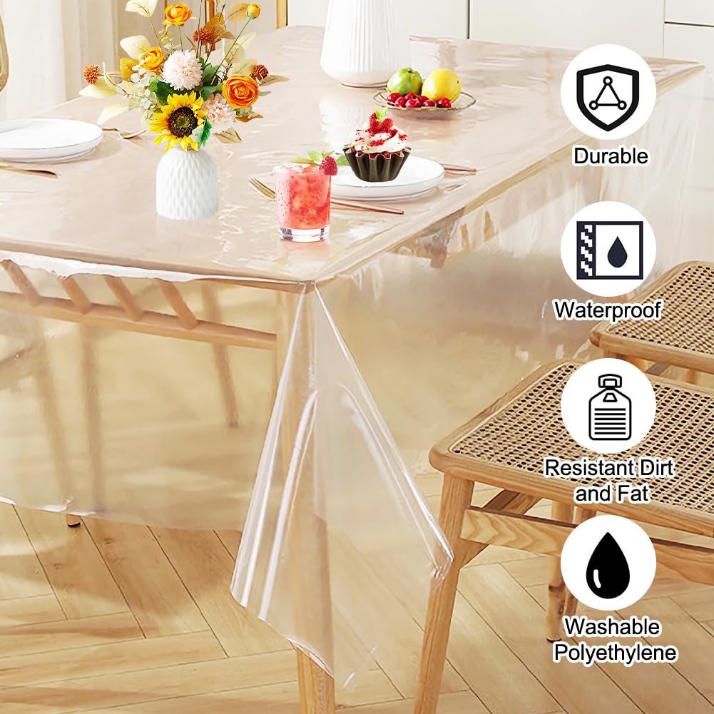 Nappe transparente, en PVC transparent, 0,13 mm d'épaisseur, imperméable, lavable, film de protection de table aux dimensions au choix (80 x 140 cm