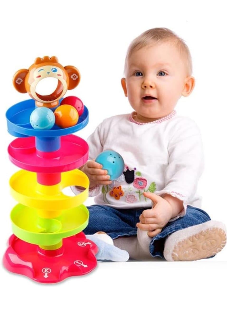 Blinkids Roll Ball Toy with 5 Layer Ball Drop Tower with Roll Swirling Ramps with 3 Spinning Acrylic Activity Balls for Baby and Toddler Development Educational Development Toy Set (B0CRR61MV9) Amazon Price History, Amazon Price Tracker