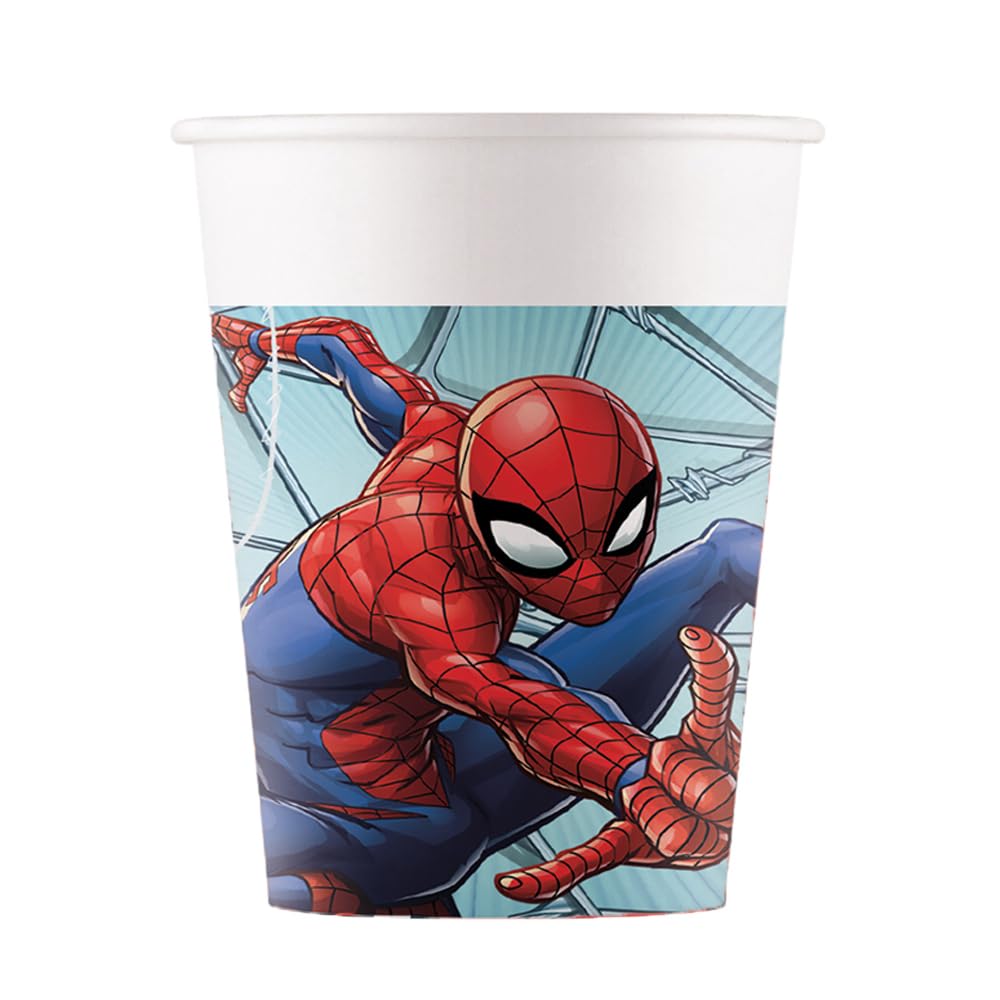 Procos Set di decorazioni per feste Spiderman, 36 pezzi, piatti di carta, bicchieri di carta, tovaglioli per la festa di compleanno dei bambini