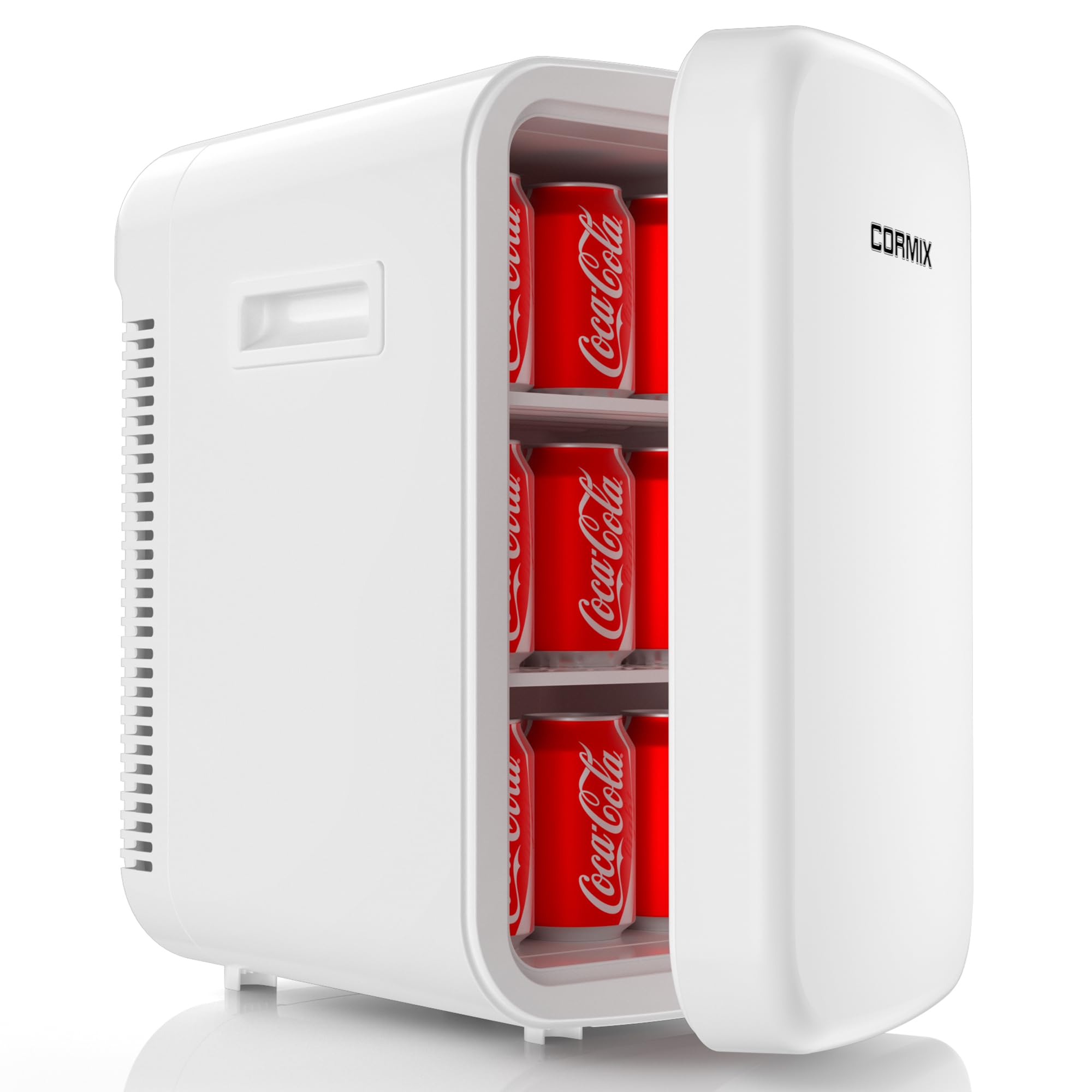 Cormix Mini Kühlschrank 18L, 2 in 1 Kleiner Kühlschrank mit Kühl- und Heizfunktion, Tragbar mit Kühl- und Heizfunktion, Kleiner Getränkekühlschrank 12V DC/220V AC für Hause Büro Camping und Auto