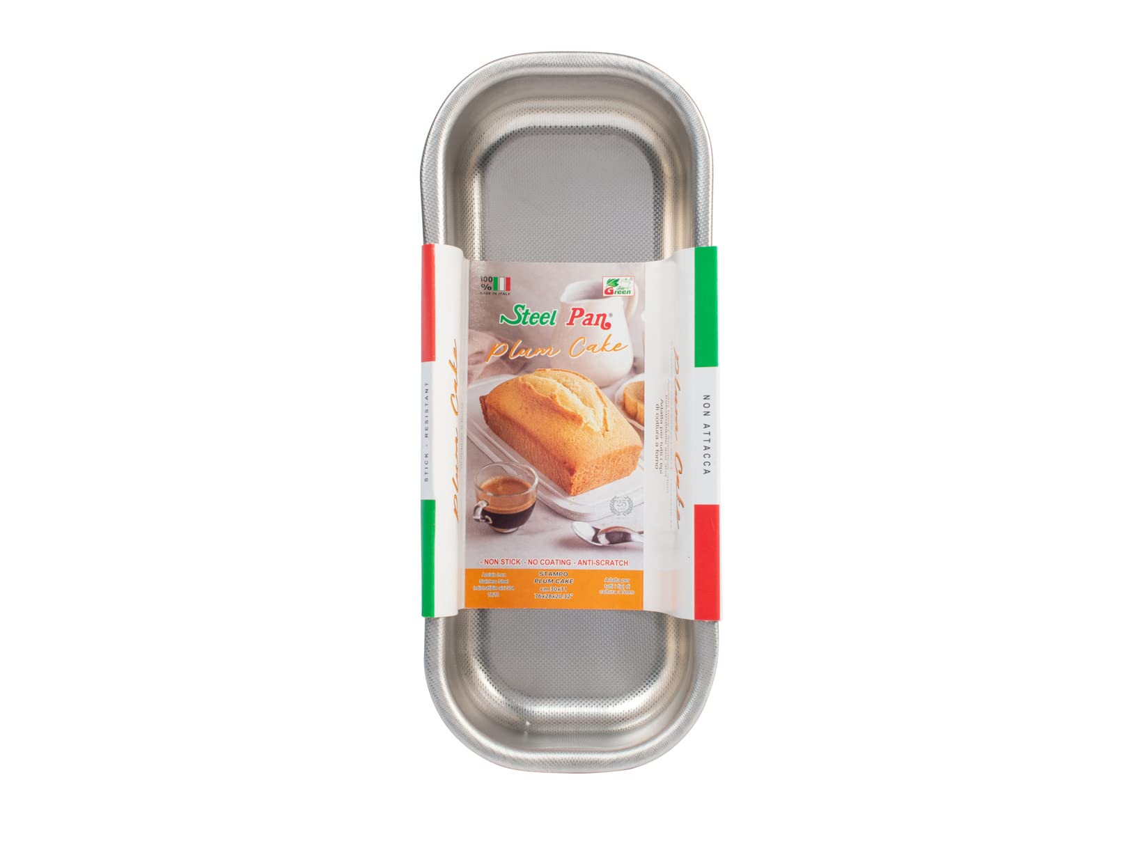 Steel Pan Plumcake Nonstick in Acciaio Inox 18/10 30x11cm