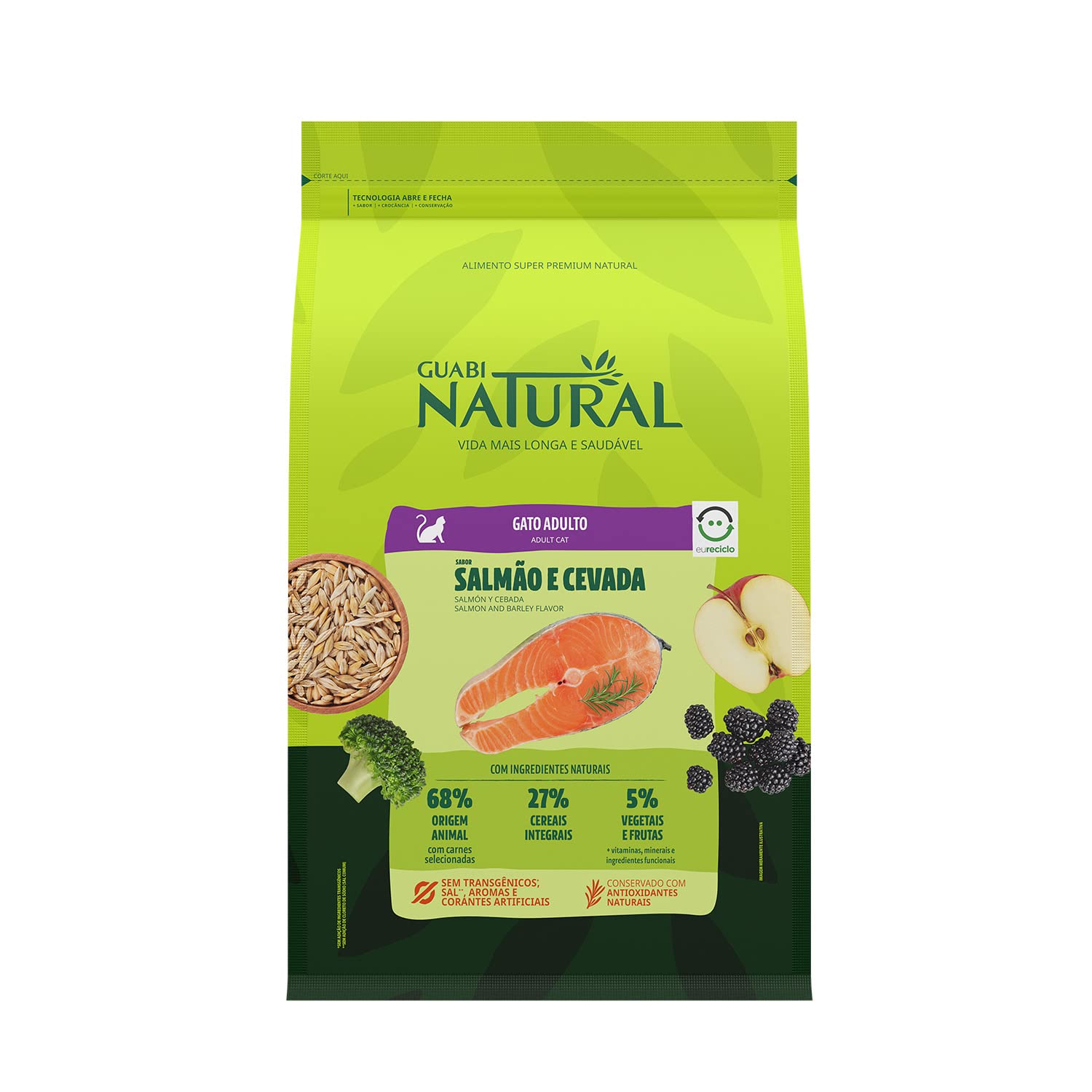 GUABI NATURAL GATO ADULTO SALMÃO E CEVADA 1,5kg
