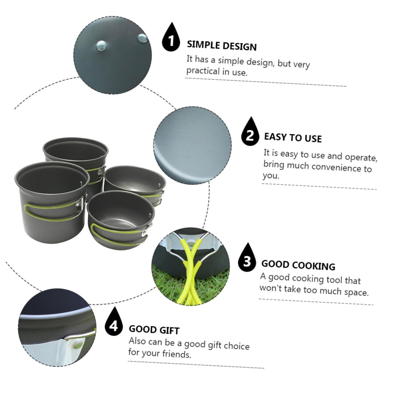 ULTECHNOVO Kochgeschirrset Camping Aus Aluminiumlegierung Outdoor-kochutensilien Tragbar Kochset Mit Pfannenset Leicht Und Einfach Zu Reinigen
