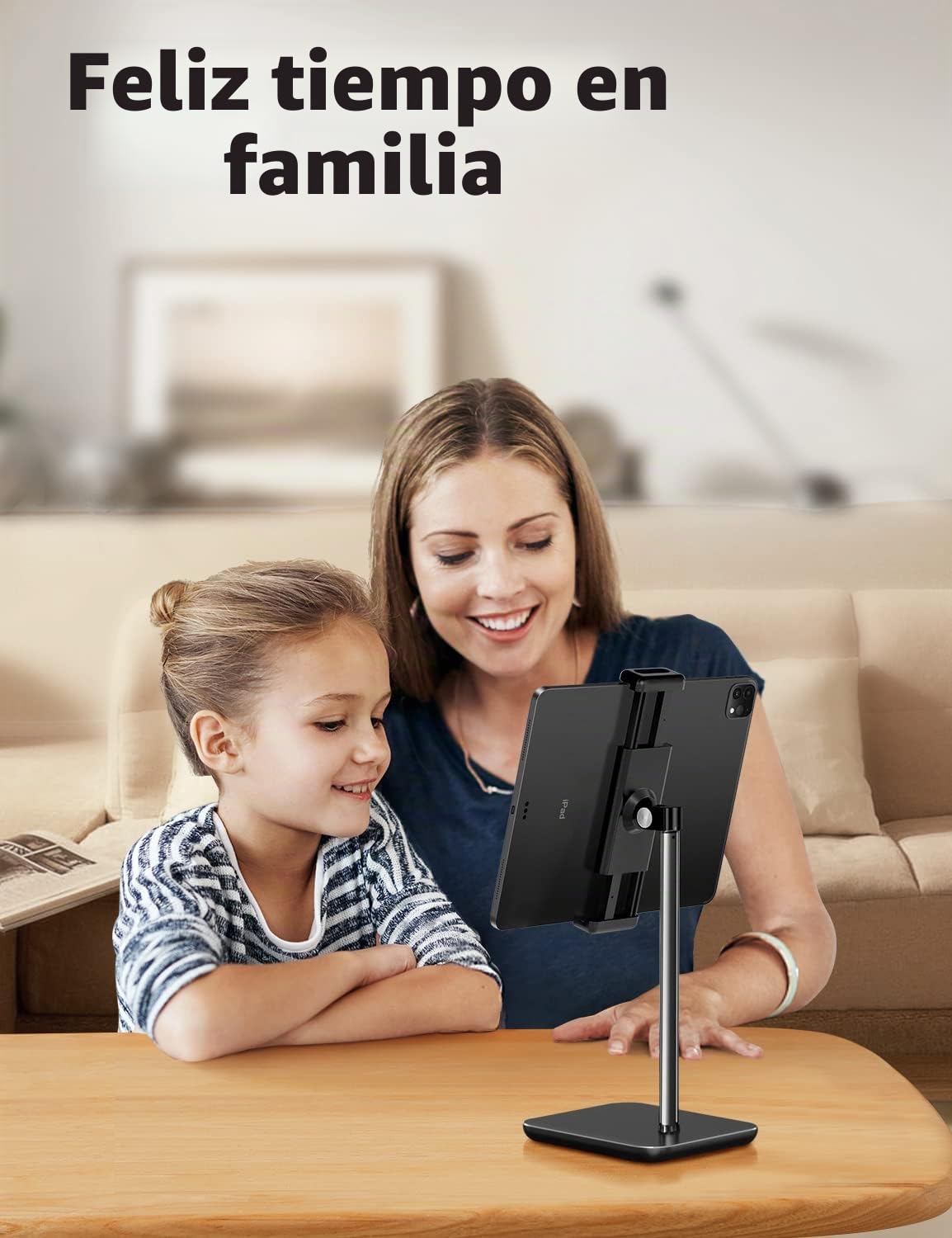 tounee Soporte para Monitor portátil y Tableta, Capacidad de Carga de 2 kg, Altura Ajustable hasta 46 cm, universalmente Compatible con Dispositivos de 4,7 a 16 Pulgadas (iPad, iPhone, Kindle)-Negro