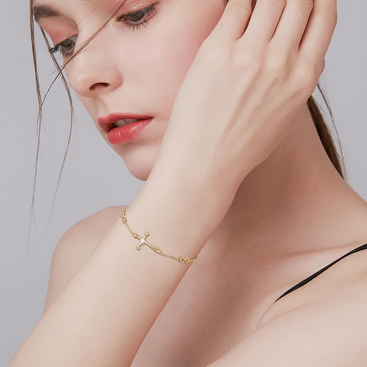 EVER FAITH Cross Bracelet 925 Silver Cross Infinity Charm Adjustable Link Religious Jewelry Gift for Women - Image 2