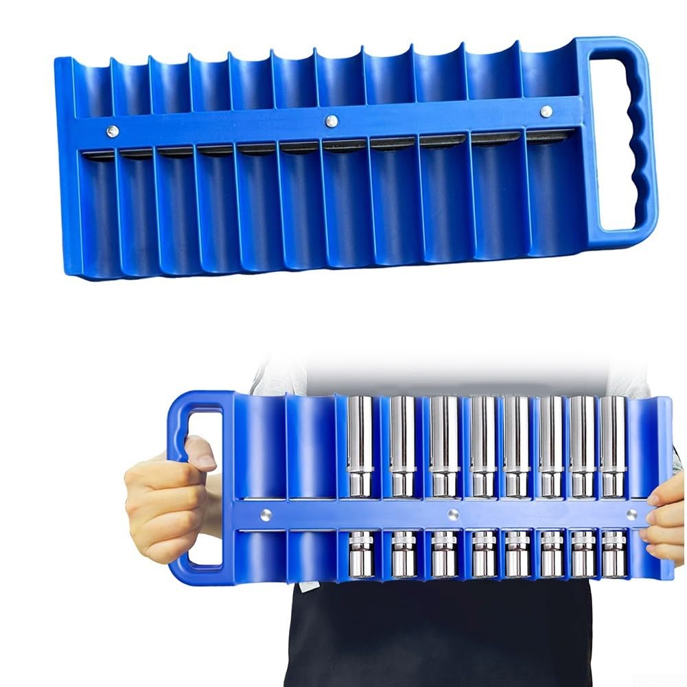 Organizador de enchufes, bandeja de almacenamiento magnética de 76 piezas, soporte de 1/4 3/8 1/2 pulgadas para almacenamiento de herramientas de taller de garaje (3 piezas)