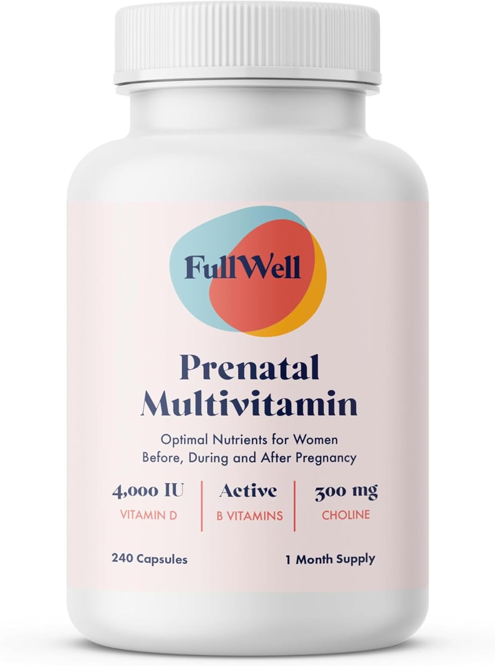 Women's Prenatal Multivitamin - Healthy Pregnancy Support - Contains Choline & Folate - Supports Fetal Growth & Brain Development* - 240 Count (30 Servings)