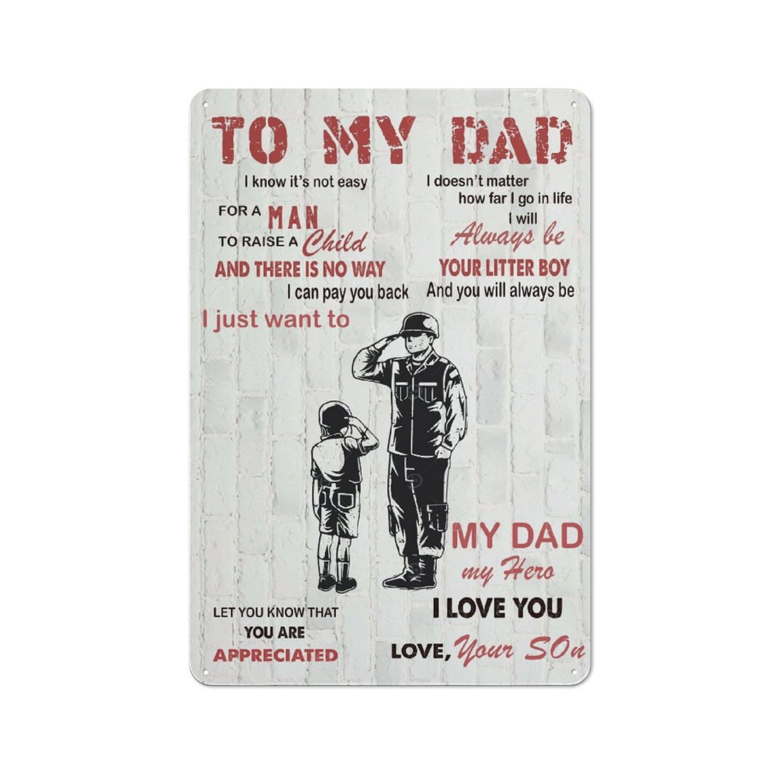 Vintage Metal Plaque 30x20cm Featuring to My Dad for Hallway Wall, for Wall Display Collectors