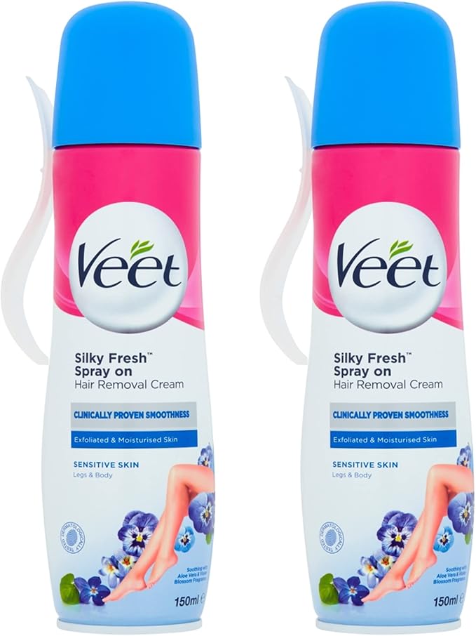 Veet Sprayon Hair Removal Cream, Legs & Body, Sensitive Skin, 150ml