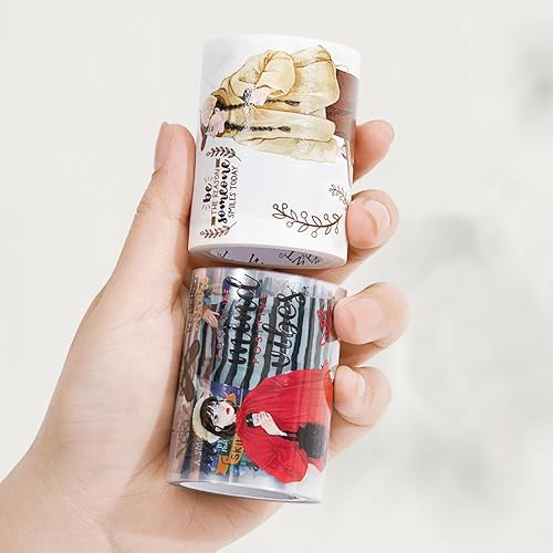 Miniatura 8 de WT First Encounter Wide Washi Tape, rollo individual, diseños originales, cinta decorativa de moda para niñas, figuras de personajes modernos para