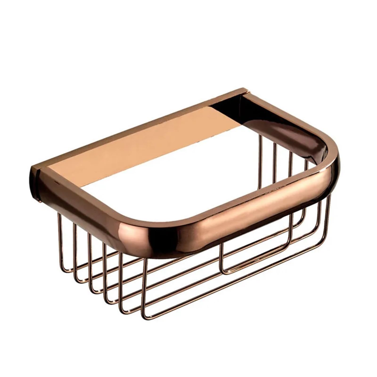 Brushed Brass Toilet Paper Holde Copper Paper Towel Holder Square Mesh Basket Storage Rack Wall-Mounted for bathroom home renovation wall mounted
