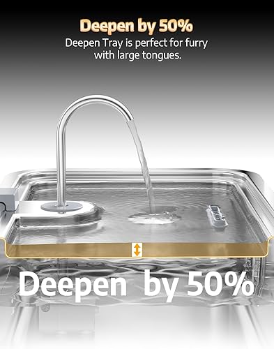 Miniatura 6 de Fuente de agua para perros de 4.2 galones para perros grandes, fuente de agua grande de acero inoxidable de 16 litros con bandeja para beber más