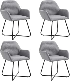 Festnight Sillas de Comedor 4 unidades Sillas Cocina Nórdico Tela Gris Caro 61 x 61 x 84 cm