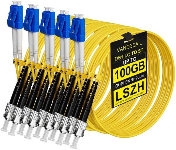 5 Pack OS1 Fiber Patch Cable, LC to ST Cable Single Mode Duplex LSZH 9/125µm SM for Fiber Optical Transceivers -6M(19.7FT) 5Pack