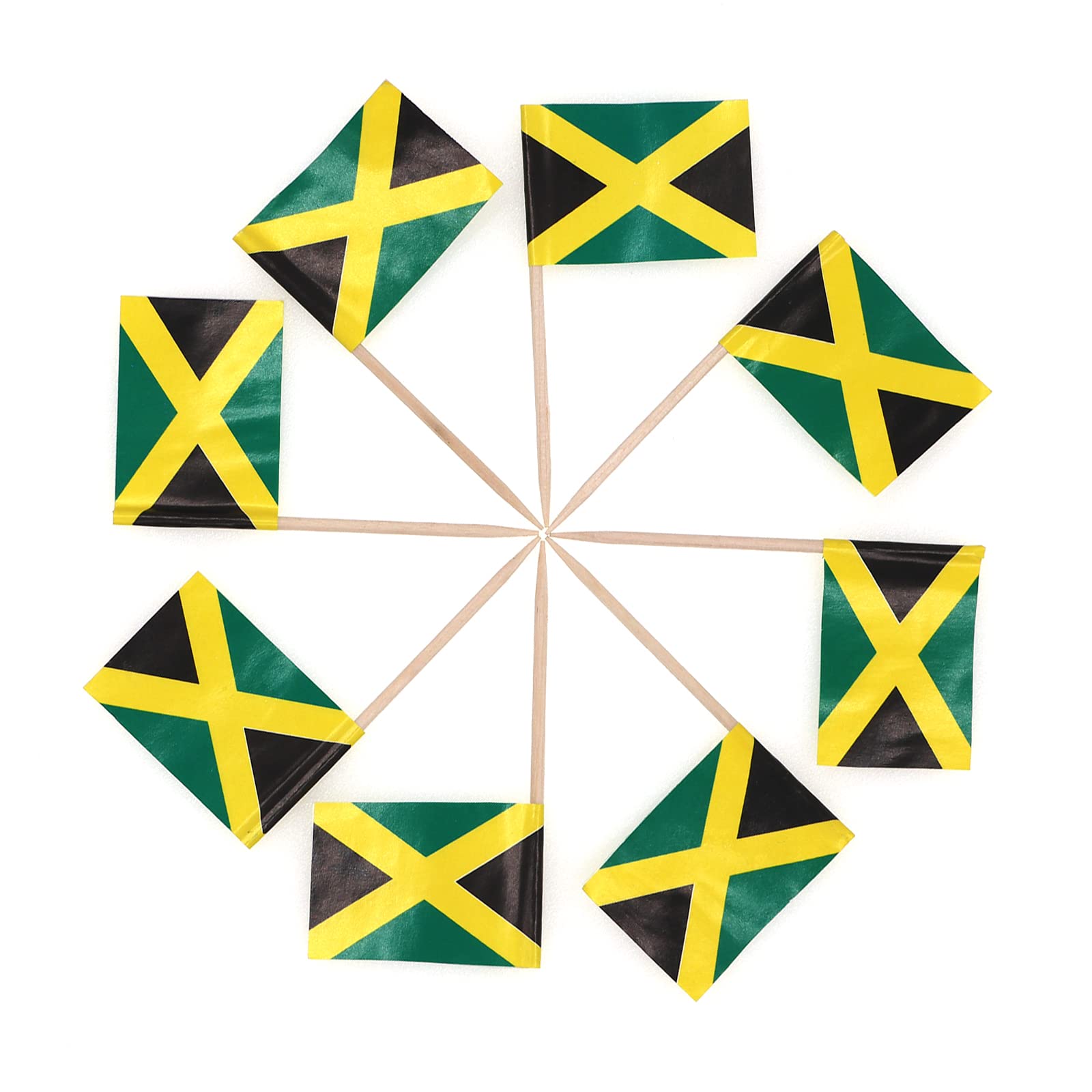 YIPING 100Pcs Jamaica Flags,Themed Party Decorations Toothpick Flags,Jamaican Patriotic Cake Decoratio,Cocktail Party Decoratio,Mini Cupcake Decoratio