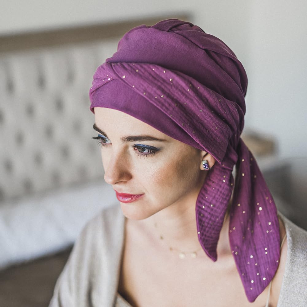 CAREBELL Smooth Turban-Mütze aus Bambus, für Chemotherapie oder Alopezie, Marineblau, One Size