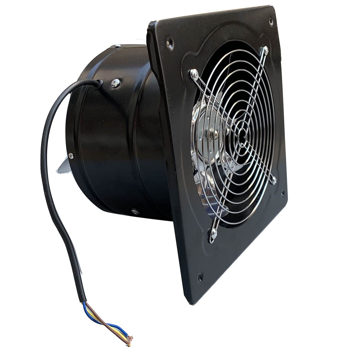 Ventilador axial de 80 W, 1250 m³/h, ventilador extractor de 200 mm, ventilador de metal industrial, para cocina y baño, para techo y pared, tamaño de placa: 250 x 250 mm