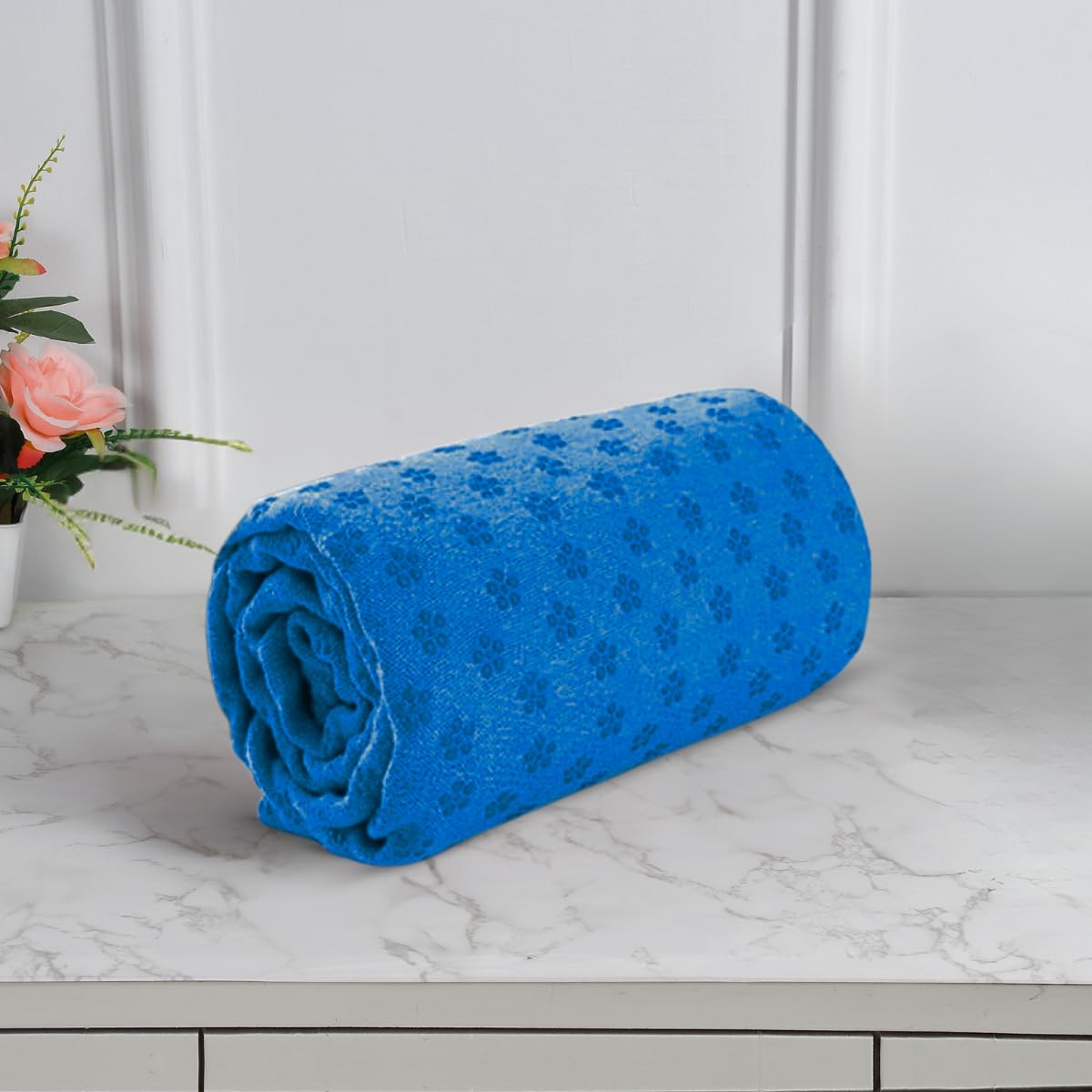 Black gold The Finer Touch Premium Microfiber Yoga Towel Mat for Hot Yoga, Fitness, Exercise, Pilates | Machine Washable | Blue