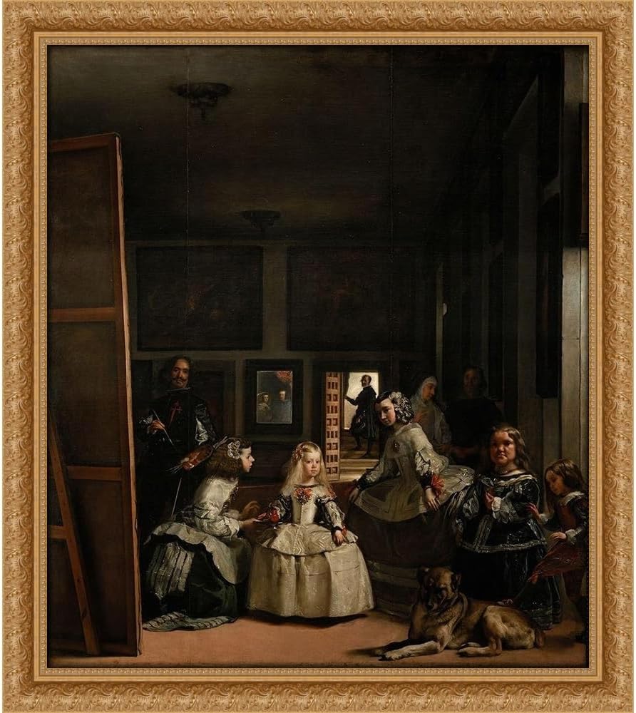 Valazquez, Diego 20x22 Gold Ornate Framed Canvas Art Print Titled: Las Meninas
