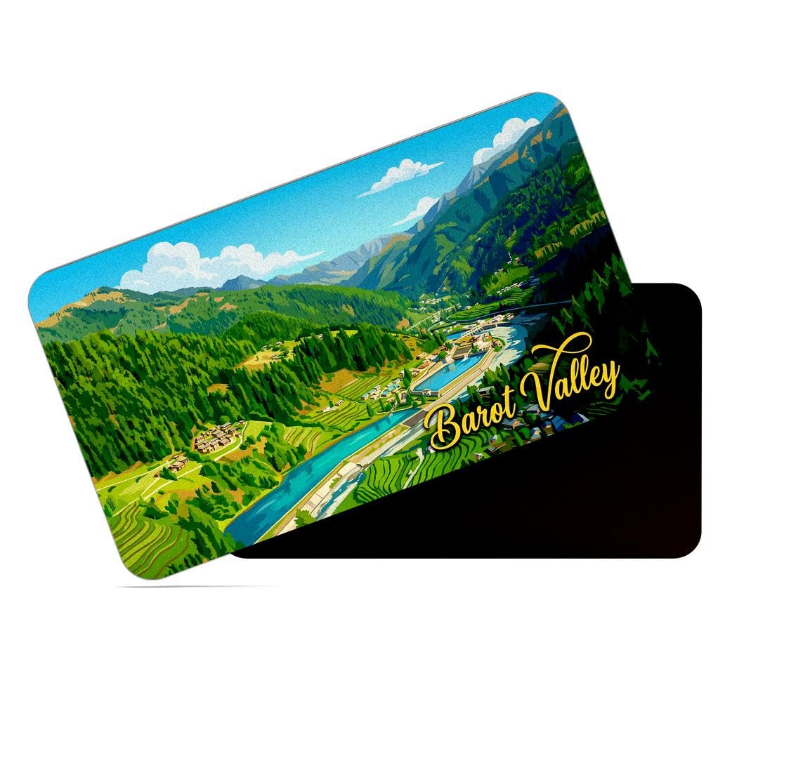 dhcrafts Himachal Pradesh Barot Valley Design Rectangular Rubber Matte Finish Fridge Magnet/Magnetic Card Pack of 1 (8.6cm x 5.4cm)-image-44