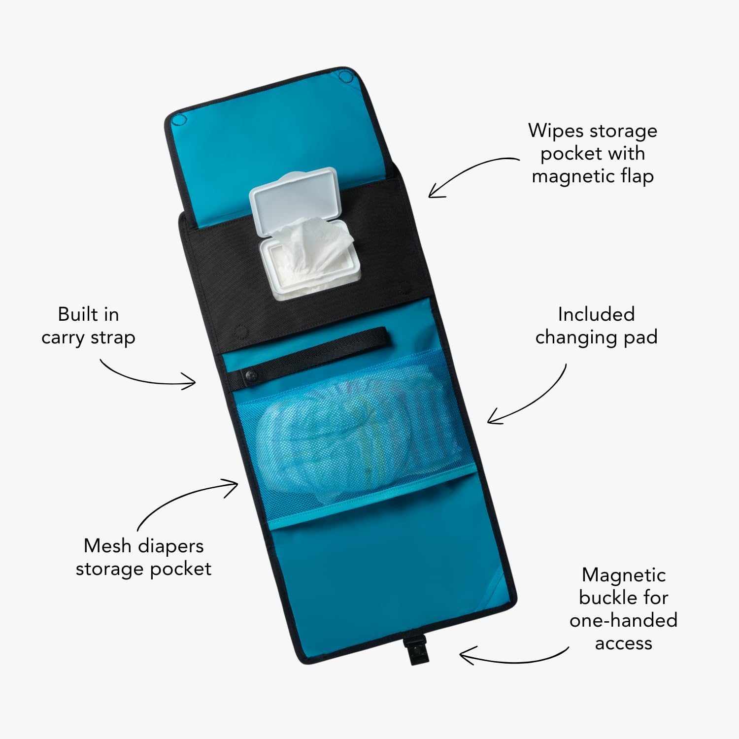 Huhu Cartera cambiadora de bebé, compacta, portátil, cambiador de pañales para viajes, lavable y plegable (mediano (dle of The Night) negro)