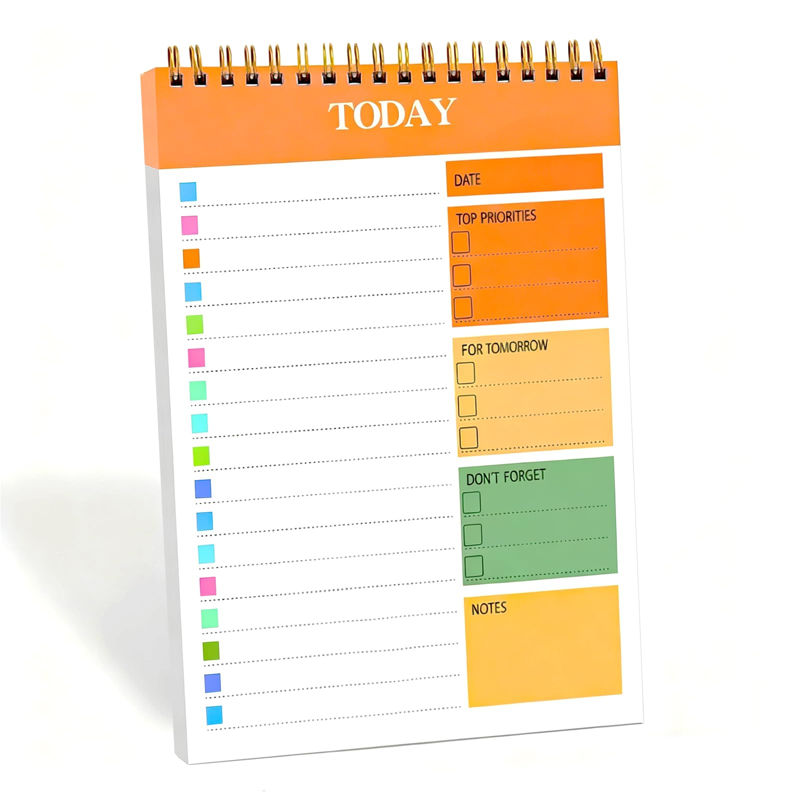 Lovvknd Daily Planner Pad A5 To Do List Notepad, 52 Sheets 104 Pages, Thick Paper Dual-Sided Writing Pad, Schedule Checklist Productivity Notepad for Work Study and Personal Oraganizer, Orange-Daily