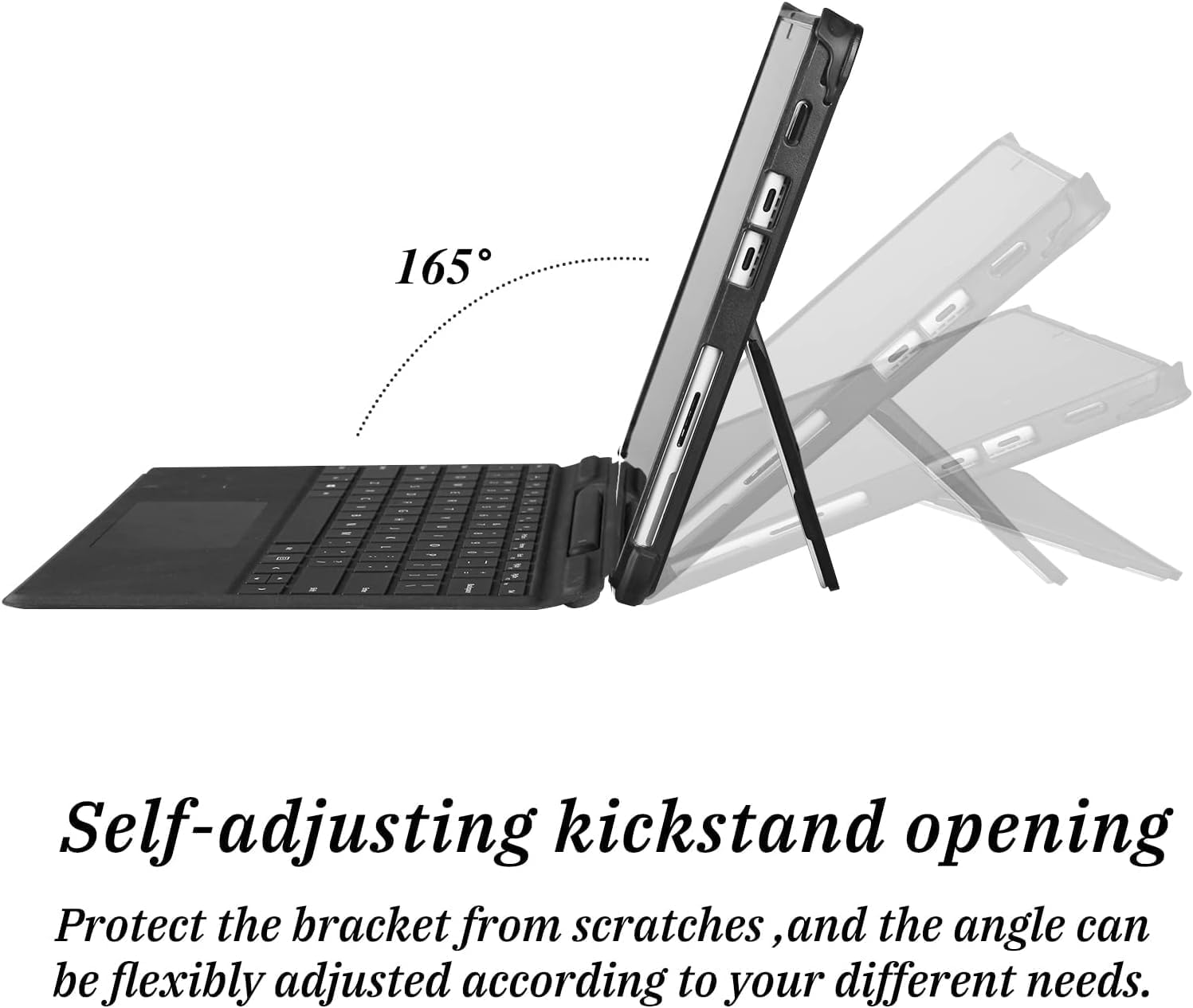 Soft Leather Hard Back Shell Tablet Case for Microsoft Surface Pro 8 Shockproof Multiple Angle Viewing Business Cover - Image 3