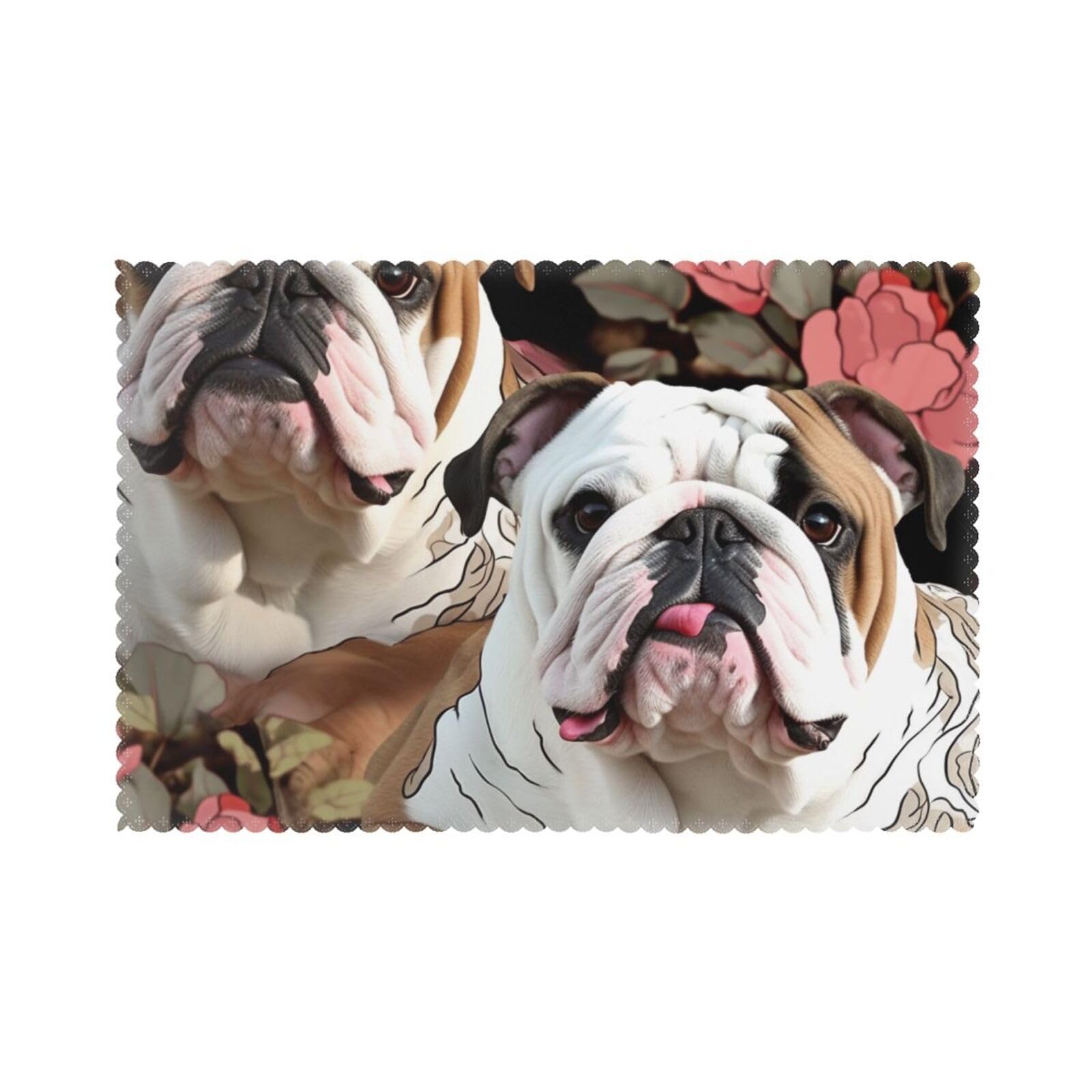 English Bulldogs Printed Placemat Heat Resistant Place Mats Set of 6 PCS Washable Kitchen Table Mats, 12x18 Inch