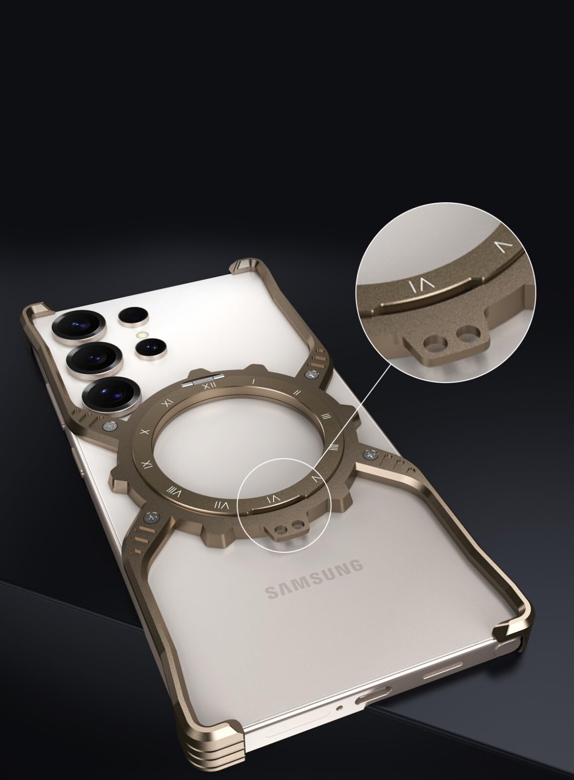 Generic Funda compatible con Samsung Galaxy S26 Ultra (Couleur: plateado) con marco de metal magnético y anillo trasero
