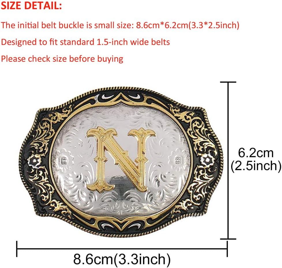Western Belt Buckle Initial A to Z Cowboy Small Belt Buckles for Men Women image 3