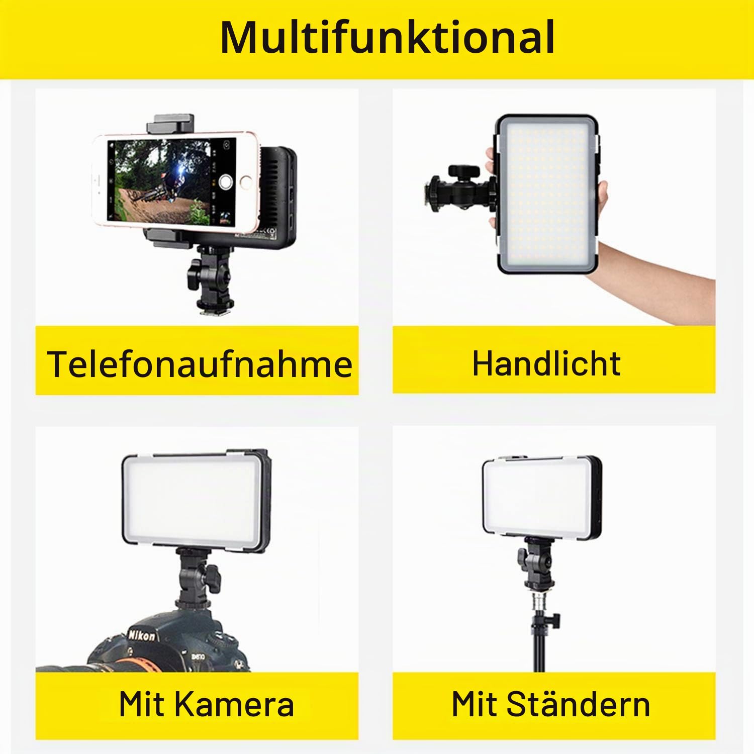 Godox LEDM150 LED-Videoleuchte, LED Video Light 5600K Dimmbare, TLCI 94+ und Lithium Batterie für Smartphones und DSLR Kamera | Integriertes Videolicht mit Lithium-Akku für Smartphones und DSLR-Kameras