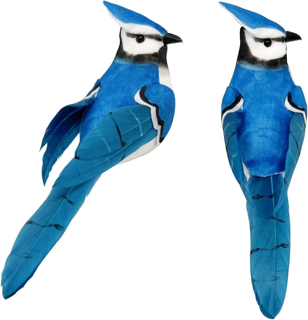 LWINGFLYER 2PCS Clip On Artificial Birds Realistic Blue Jay 5.5Inch Foam Feather Bird for Christmas Tree Ornaments Wreath Crafts Flower Arrangements Home Party Decor LWINGFLYER 2PCS Clip On Artificial Birds Realistic Blue Jay 5.5Inch Foam Feather Bird for Christmas Tree Ornaments Wreath Crafts Flower Arrangements Home Party Decor
