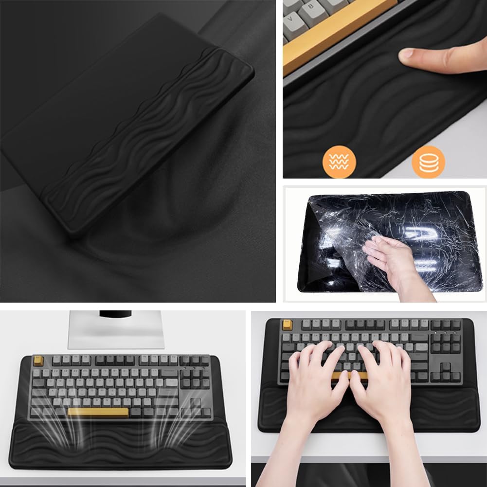 Keyboard Wrist Rest, Mouse Pad Set with Ergonomic Tilted, Memory Foam Pad for Pain Relief, Wrist Rest for Computer Keyboard, Comfortable Typing Support for Office, Home & School, Black - Image 7
