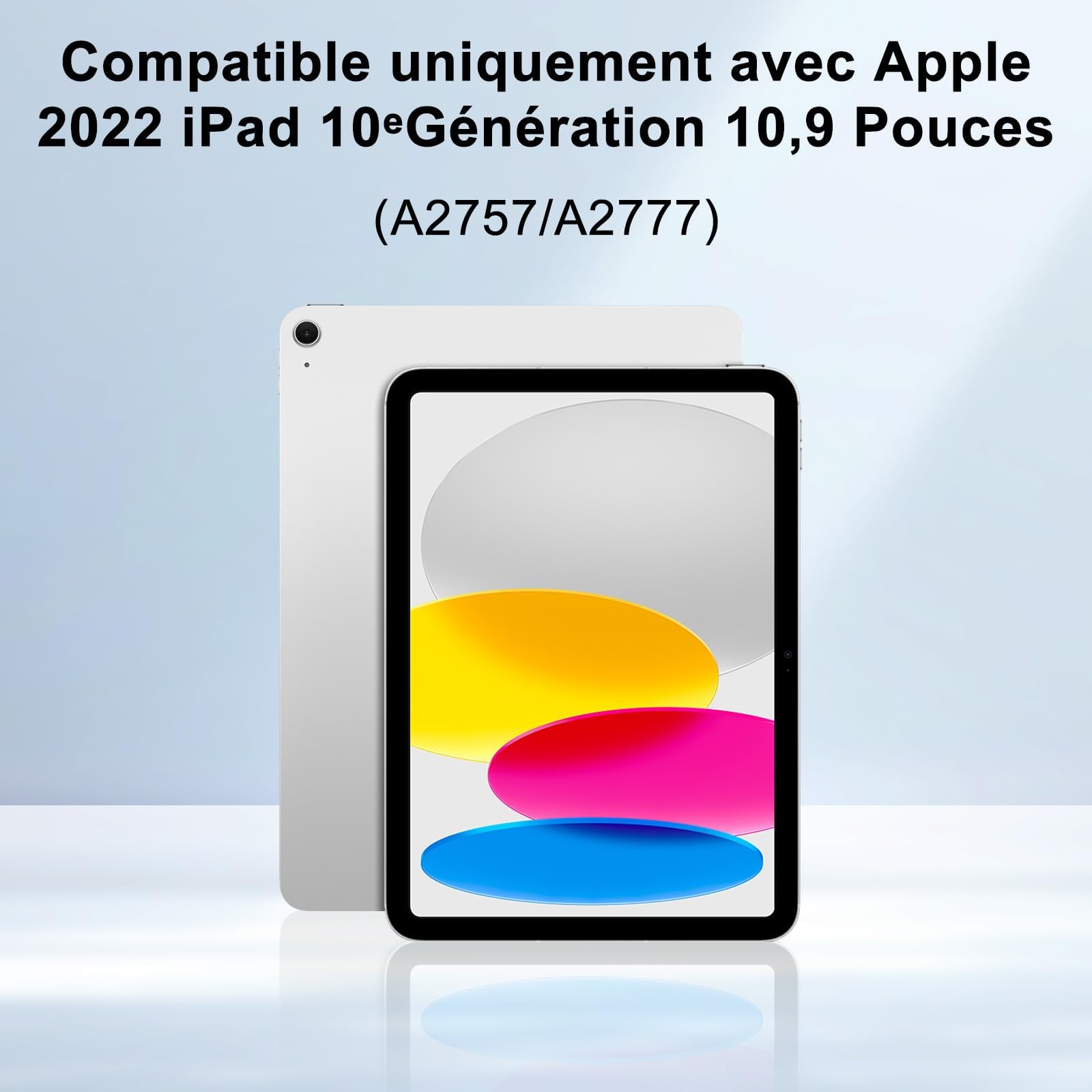 IVEOPPE Coque Clavier pour iPad A16 11/10ème Generation (11 Pouces 2025/10.9 Pouces 2022), Étui Keyboard AZERTY Layout sans Fil Bluetooth avec Porte Crayon, Bleu Azur
