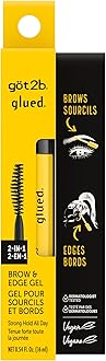 got2b Glued 2-in-1 Brow Gel & Edge Control, 0.54 Fl Oz, Strong Hold Styling Eyebrow Gel and Hair Mascara for Flyaways and Frizz with Castor Oil, Sweat-Resistant with Quick Dry, Clear Finish