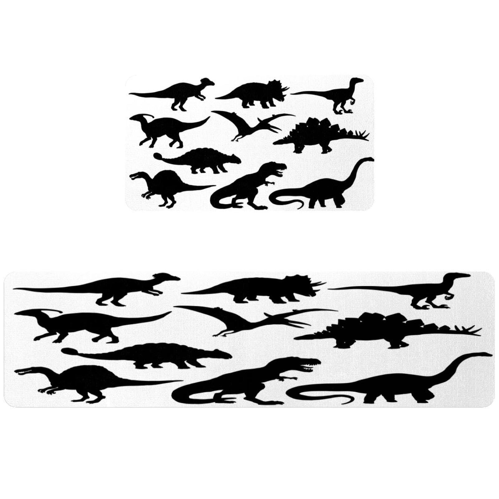 Tapis de cuisine motif dinosaure noir lot de 2 tapis lavables pour buanderie et couloir