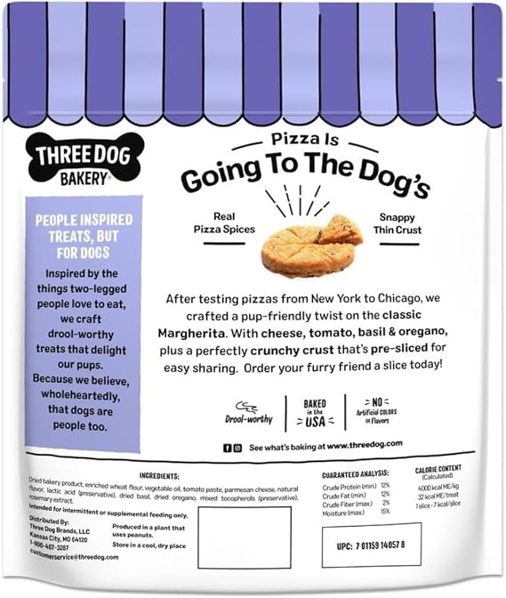 Three Dog Bakery Pupino's Pizza Cookie Crunchy Dog Treats - 16 oz Bag