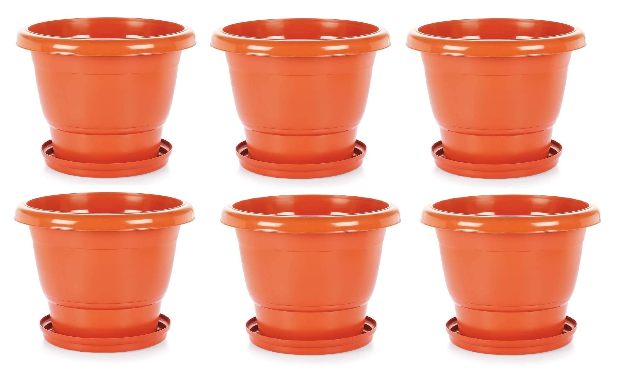 Varshney Gardening 12 Inch Round Flower Pots, Terracotta, 6 Pieces with Bottom Trays (B0BSB38XPY) Amazon Price History, Amazon Price Tracker