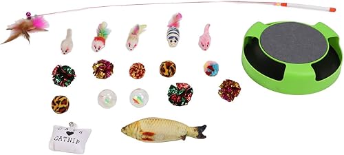 JOROBURO 19 piezas de juguetes para atrapar ratones para gatos, juguete de plástico de felpa para gato, juguete interactivo para gatos, ratón