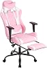 BestOffice Womens Pink Faux Leather PC Gaming Chair with Lumbar Support, Swivel and Adjustable Armrests