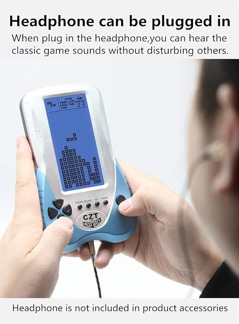 Foto 5 de 7 de CZT Consola de Juegos de ladrillo Retro Retroiluminación Azul 23 Brick Juegos Tank War/Racing Auriculares…
