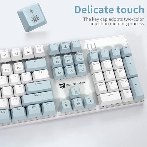 Miniatura 3 de Teclado mecánico para juegos Teclado mecánico intercambiable en caliente Teclado retroiluminado azul hielo con interruptores marrones y 104 teclas