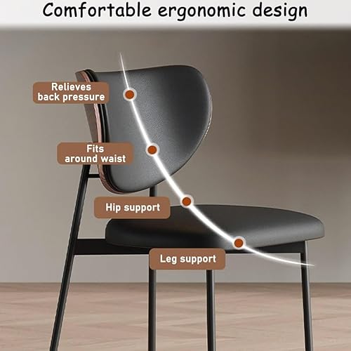 Miniatura 4 de YVYKFZD Dining Chairs Set, Kitchen Chairs with Curved Backrest and Metal Legs, Farmhouse Dining Room Chair, Upholstered Leather Living Room Chair,