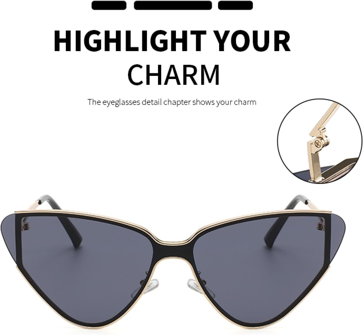 Luxury Metal Punk Cat Eye Sunglasses Women Men Trendy Steampunk Gold Black Eyewear