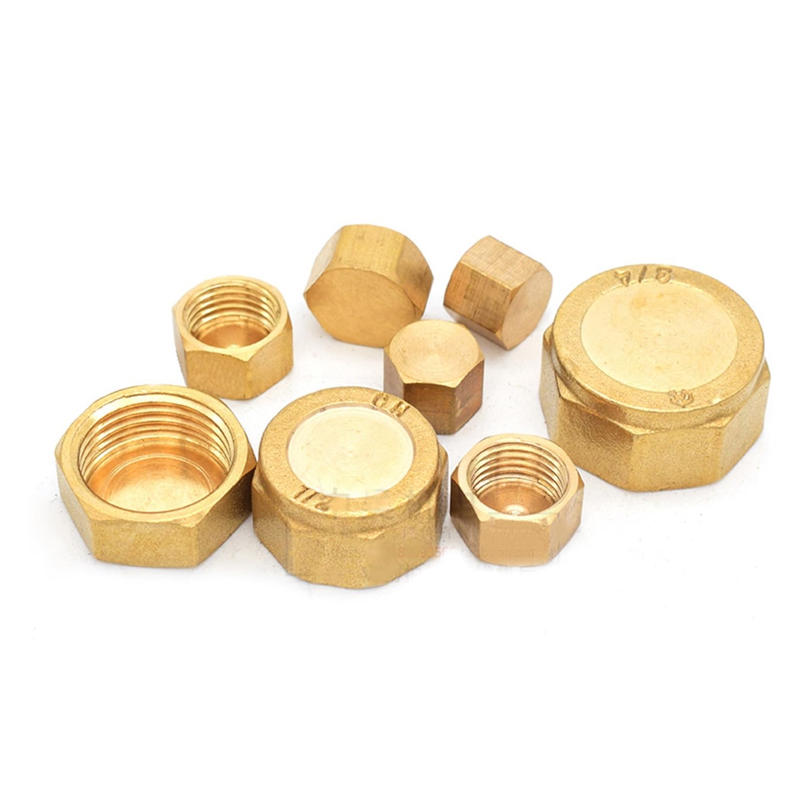 Tappo a testa esagonale per tubo in ottone, filettatura maschio 1/8-1/2 pollici, confezione da 8 (spina femmina, 2 pezzi, 1,3 cm)