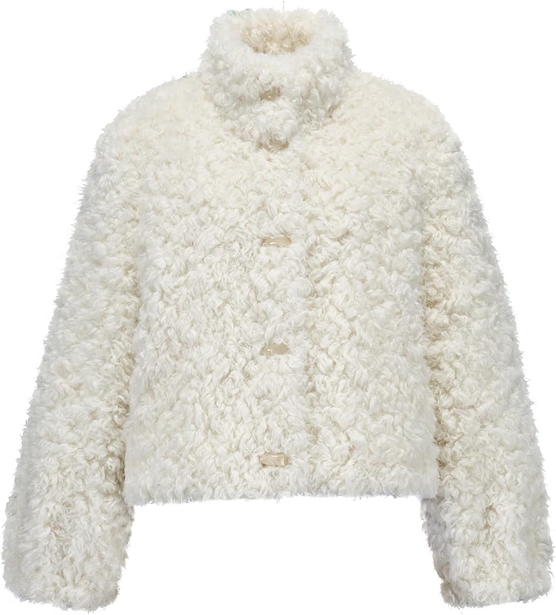 GRAN ORIENTE Women Burgundy Shaggy Cropped Jacket Coats,2025 Winter Fluffy Faux Fur Warm Long Sleeve Outerwear