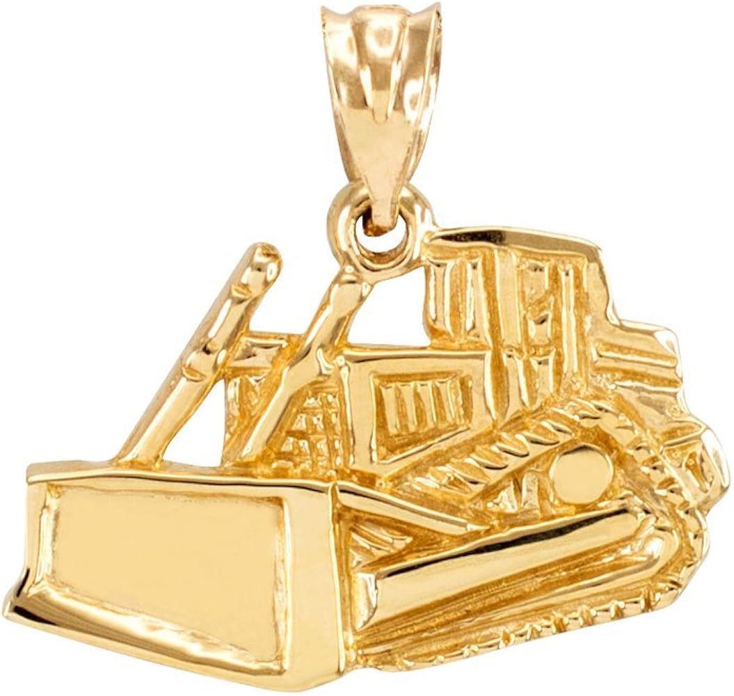 Amazon.co.jp: ソリッド14Kイエローゴールドブルドーザー