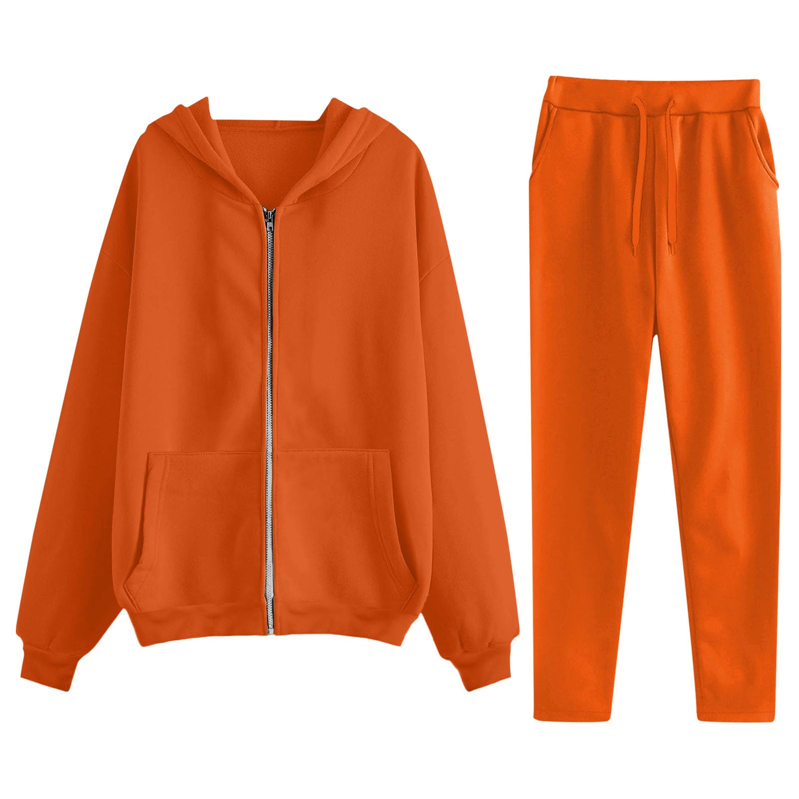 Womens Workout Sets 2 Piece Oversized Hoodie Jogger Sweatpants Set Athleisure Comfort Sweat Sets Solid Loungewear