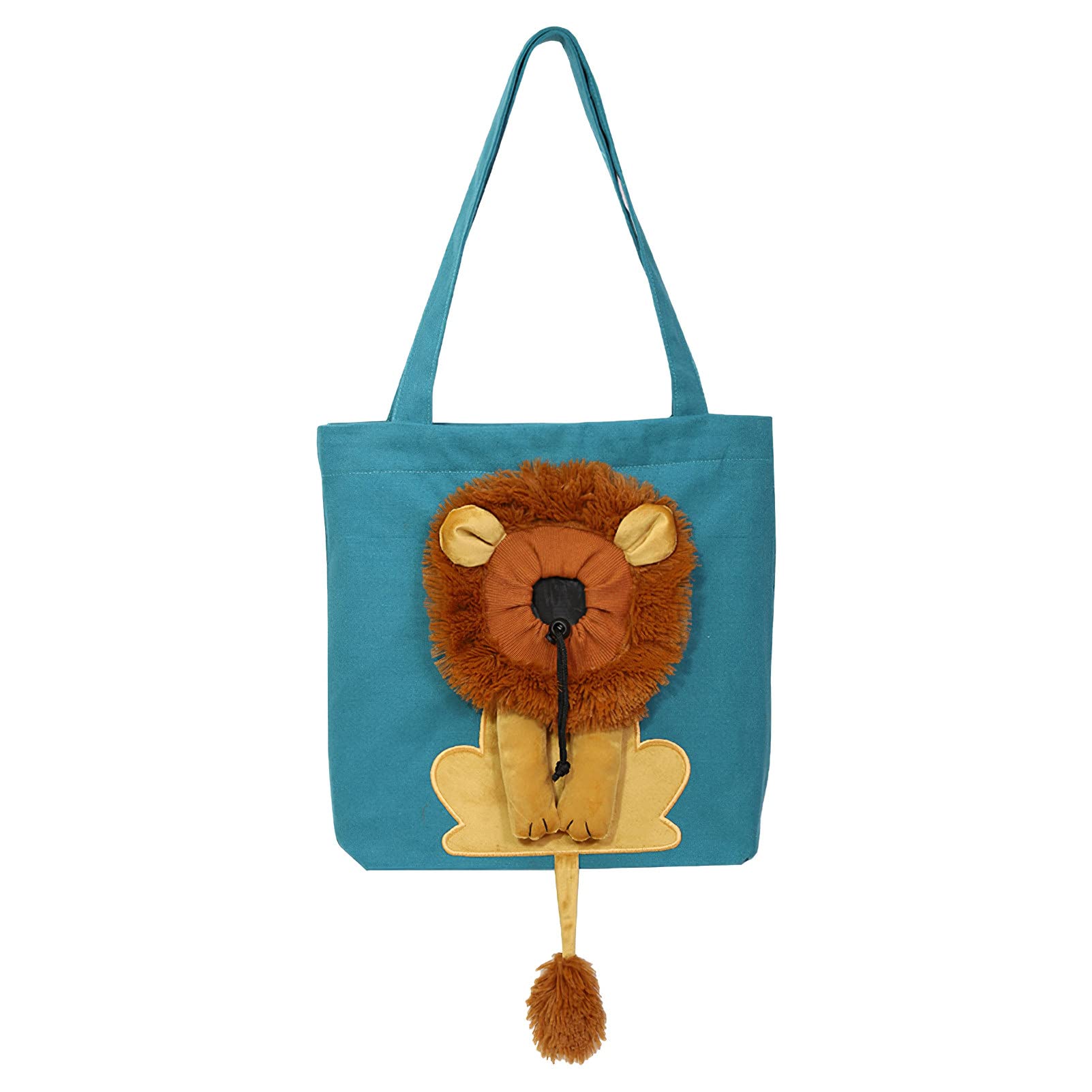 apott Dog Tote Bag with Zipper Cat Shoulder Carrier Lion-Shaped Pet Canvas Bag for Daily Use Walking Travel (L, Acid Blue)
