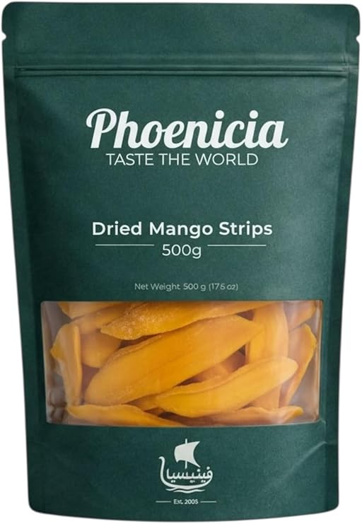 Phoenicia Dried Mango Strips 500g | Naturally Sweet Tropical Fruit Snack | No Added Sugar | Vegan & Gluten Free | Chewy Mango Slices for Snacking, Baking & Desserts